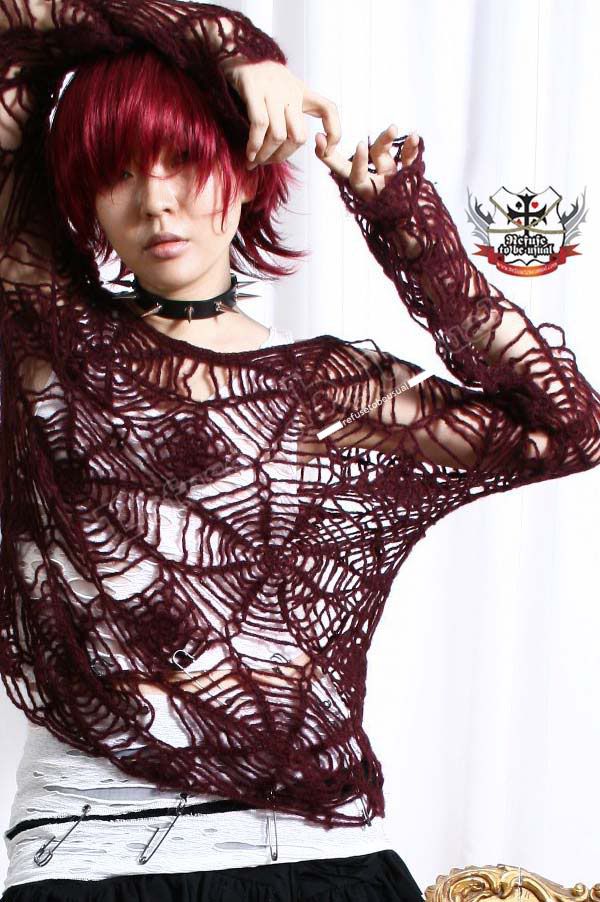 Rtbu Goth Punk Vampire Cobweb Mohair Sweater Gackt Rust Ebay